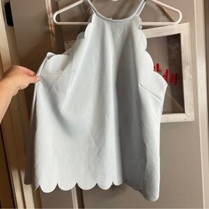 NWT Rachael Size M Blouse Scalloped Sky Blue Sleeveless Halter Neckline